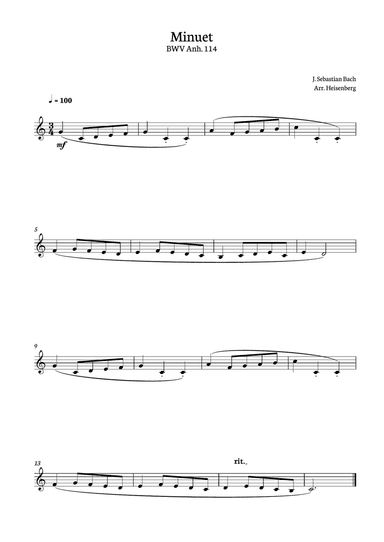 Minuet - Bach for Lead Sheet