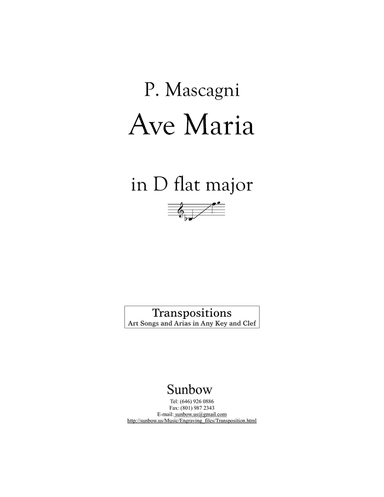 Mascagni: Ave Maria (transposed to D flat major)
