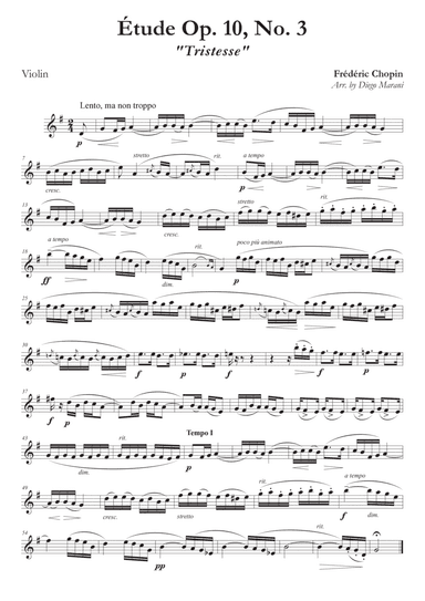 Etude Op. 10, No. 3 for Violin & Piano