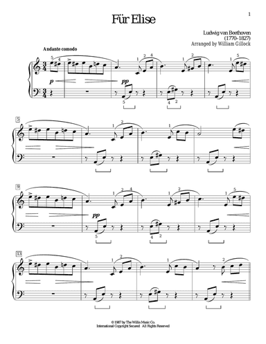 Fur Elise (arr. William Gillock)