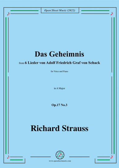 Richard Strauss-Das Geheimnis,in A Major,Op.17 No.3