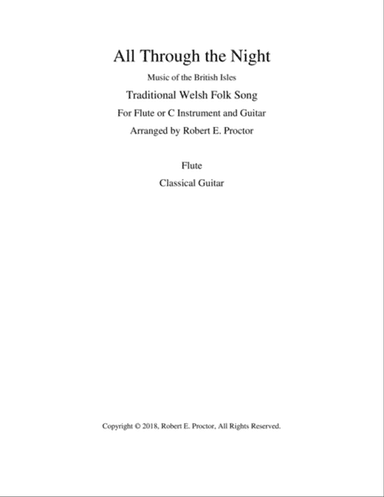 All Through the Night for Flute or C Instrument and Guitar