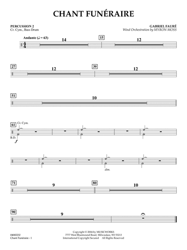 Chant Funeraire (arr. Myron Moss) - Percussion 2