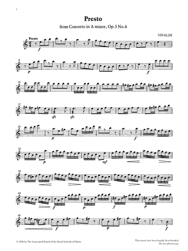Presto (score & part) from Graded Music for Tuned Percussion, Book IV