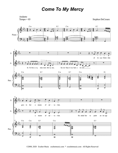 Come To My Mercy (Duet for Soprano and Alto Solo)