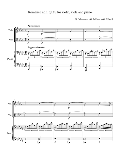 Schumann Romance #1 for violin, viola and piano