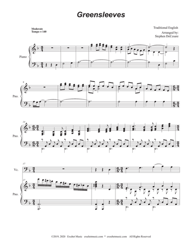 Greensleeves (Cello solo and Piano)