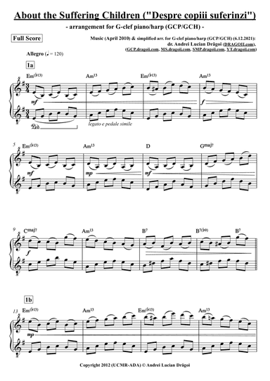 About the Suffering Children ("Despre copiii suferinzi") - arr. for G-clef piano/harp (GCP/GCH) (fro