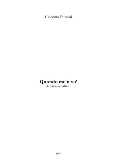 Giacomo Puccini - La Bohème, Musetta's waltz "Quando me'n vo'" for Cello Quartet
