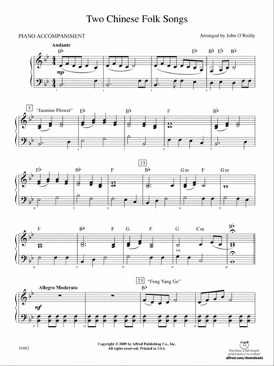 Two Chinese Folk Songs: Piano Accompaniment