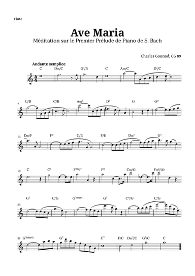Ave Maria by Gounod for Flute with Chords