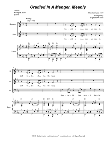 Cradled In A Manger, Meanly (Vocal Trio - (SAB)