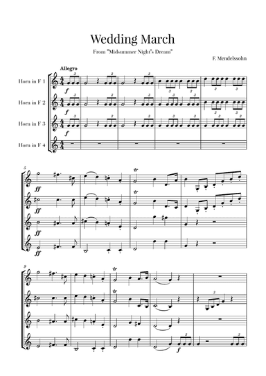 Wedding March for French Horn Quartet - Mendelssohn