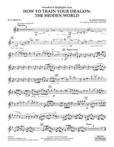 How To Train Your Dragon: The Hidden World (arr. Michael Brown) - Bb Clarinet 1