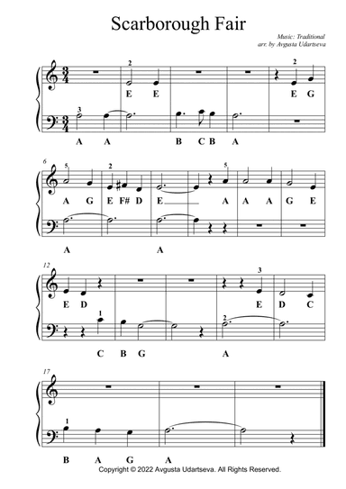 Scarborough Fair Easy 2 Hands
