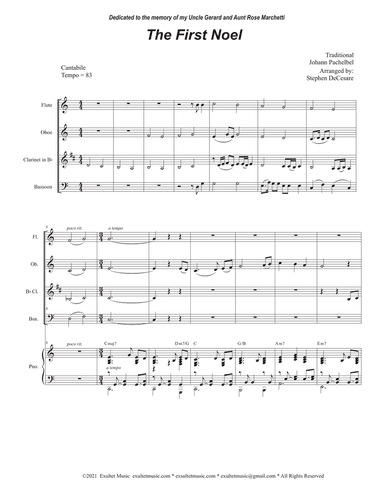 The First Noel (Woodwind Quartet and Piano)