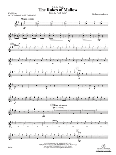 The Rakes of Mallow (from the Irish Suite): (wp) 1st B-flat Trombone T.C.