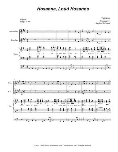 Hosanna, Loud Hosanna (Duet for Soprano and Tenor Saxophone - Organ accompaniment)