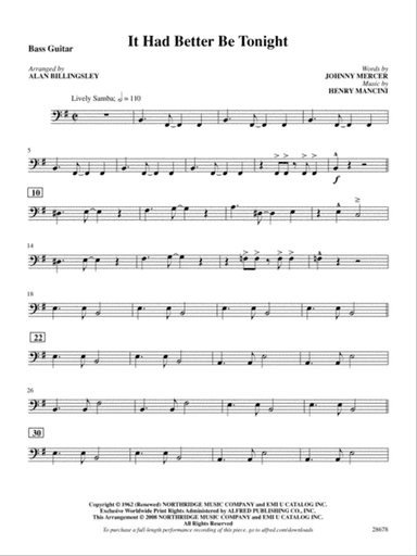 It Had Better Be Tonight (recorded by Michael Buble): String Bass