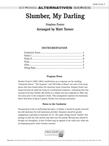 Slumber, My Darling: Score