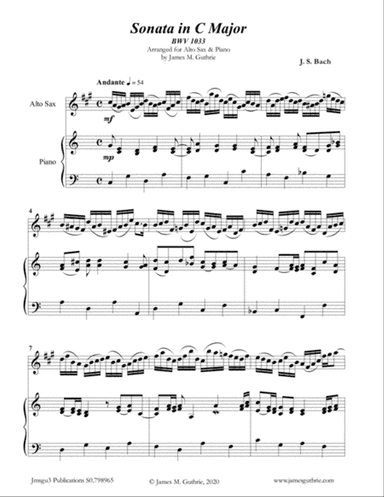 BACH: Sonata BWV 1033 for Alto Sax & Piano