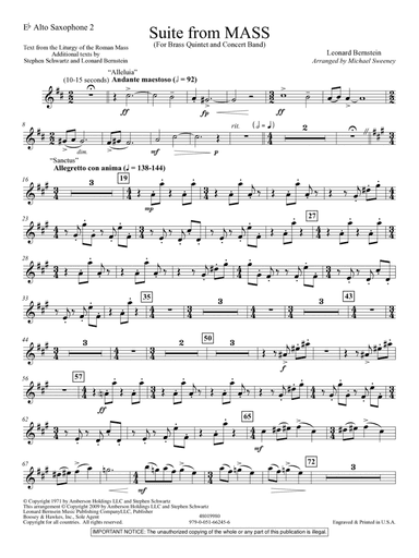 Suite from Mass (arr. Michael Sweeney) - Eb Alto Saxophone 2