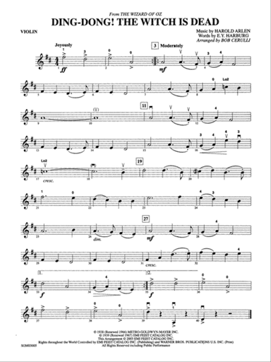 Ding Dong! The Witch Is Dead (from The Wizard of Oz): 1st Violin
