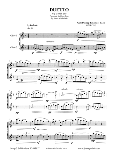 CPE Bach: Duetto Wq. 140 for Oboe Duo