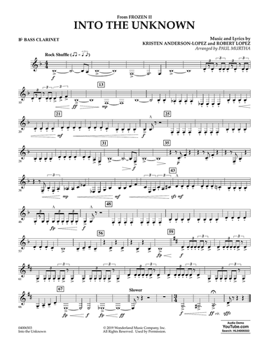 Into the Unknown (from Disney's Frozen 2) (arr. Paul Murtha) - Bb Bass Clarinet