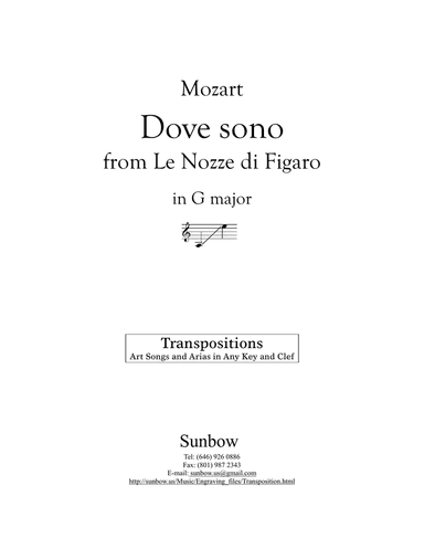 Mozart: Dove sono (transposed to G Major)