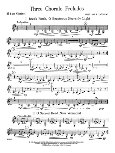 Three Chorale Preludes: B-flat Bass Clarinet