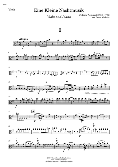 Eine Kleine Nachtmusik (1 mov.) - Viola and Piano (Individual Parts)