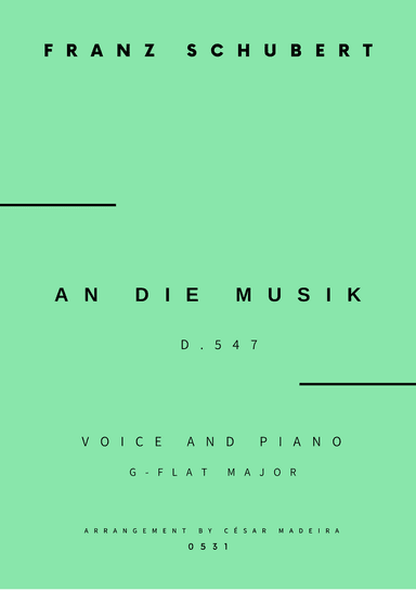 An Die Musik - Voice and Piano - Gb Major (Full Score and Parts)