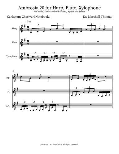 Ambrosia 20 for Harp, Flute, Xylophone