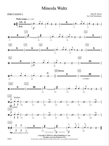 Mineola Waltz: 1st Percussion