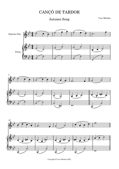 CANÇÓ DE TARDOR S Sax & Pno