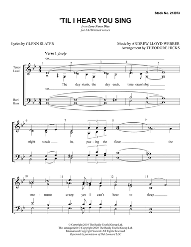 'Til I Hear You Sing (from Love Never Dies) (arr. Theodore Hicks)