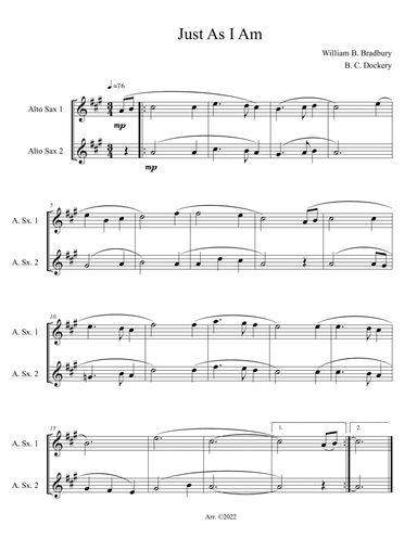 Just As I Am (Alto Sax Duet)