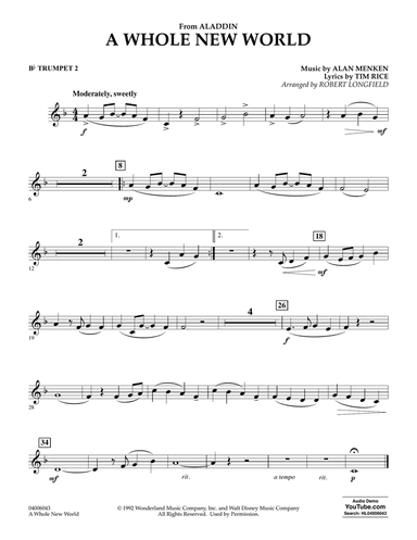 A Whole New World (from Aladdin) (arr. Robert Longfield) - Bb Trumpet 2