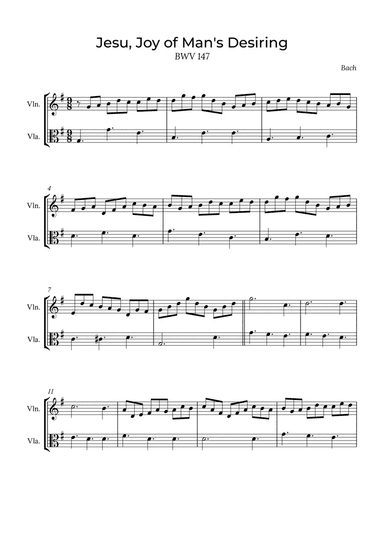 Jesu, Joy of Man's Desiring - Violin and Viola