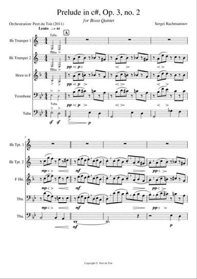 Prelude in c#, Op.3, no.2 - S Rachmaninoff (Brass Quintet)