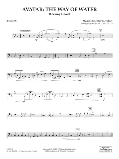 Avatar: The Way Of Water (arr. Robert Longfield) - Bassoon