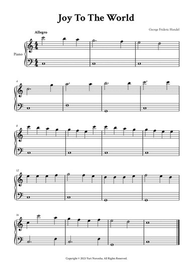 Joy To The World - Easy Piano in C