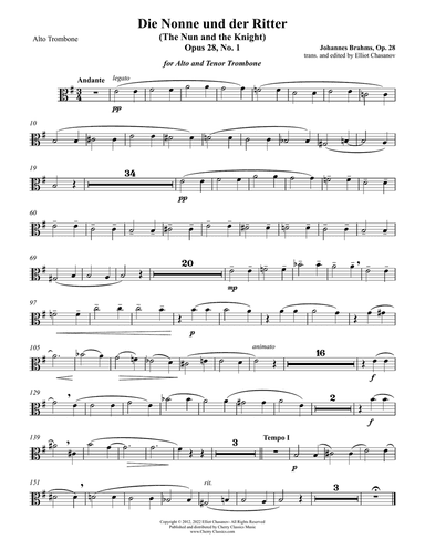 Die Nonne und der Ritter, Op. 28, No. 1 for Alto & Tenor Trombone with Piano accompaniment