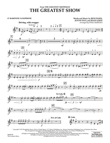 The Greatest Show (arr. Paul Murtha) - Eb Baritone Saxophone