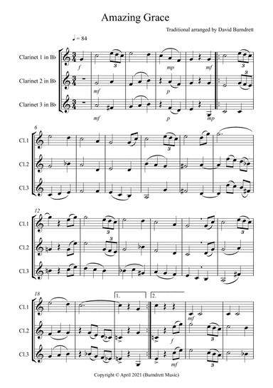 Amazing Grace for Clarinet Trio