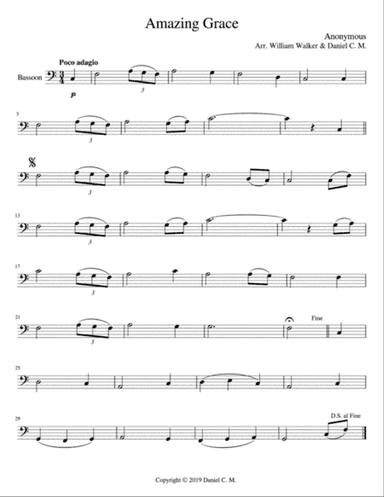 Amazing Grace for bassoon and piano