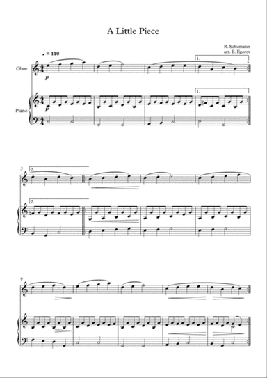 A Little Piece, Robert Schumann, For Oboe & Piano