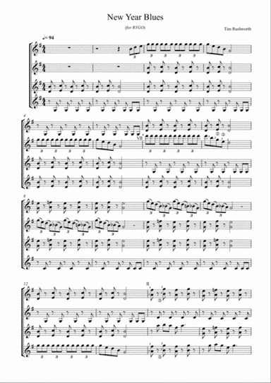New Year Blues (for RYGO) guitar quartet