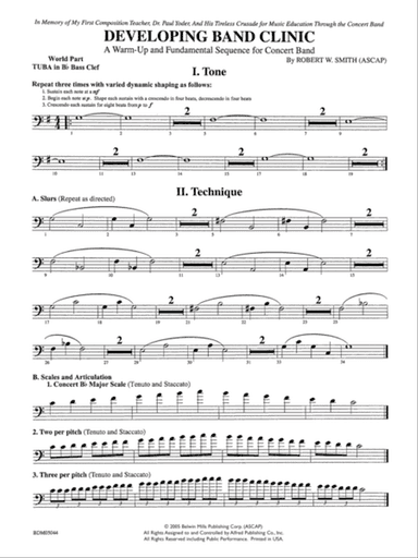 Developing Band Clinic (A Warm-Up and Fundamental Sequence for Concert Band): WP B-flat Tuba B.C.